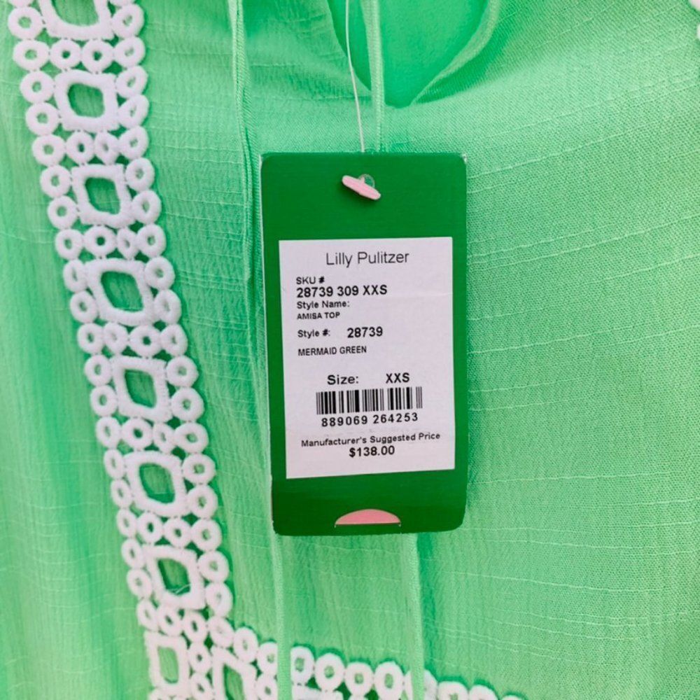 Lilly Pulitzer NWT Mermaid Green Amisa Blouse - Picture 4 of 6